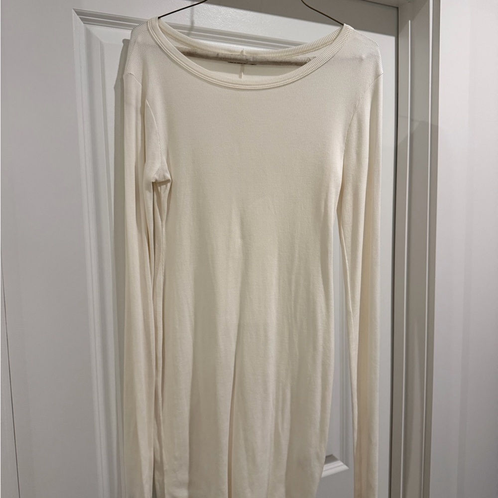 Eterne Ivory Ribbed Knit Dress